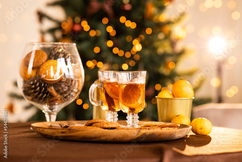 Christmas composition on the table photo