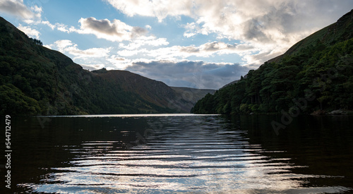 Photography Glendalough lake in a cloud day, Ireland