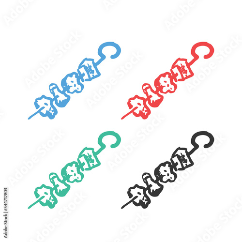 Grilled doner meat kebab icon, kebab icon, Shish kebab on skewers icon, Kebab or shashlik  vector icons in multiple colors