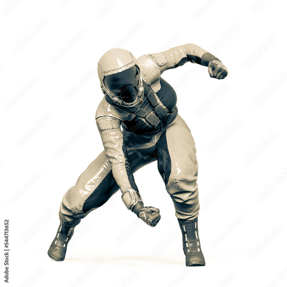 cosmonaut girl is loading power on white background cosmonaut girl is loading power on white background