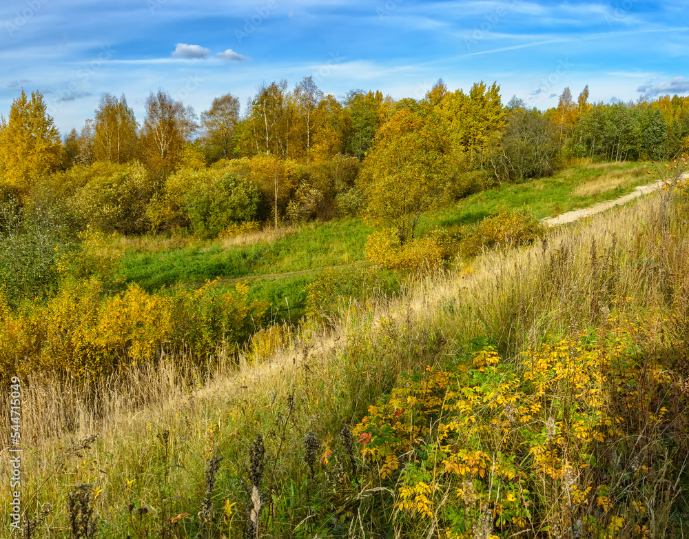 Autumn landscape of the Sablinsky Reserve in the Leningrad Region.