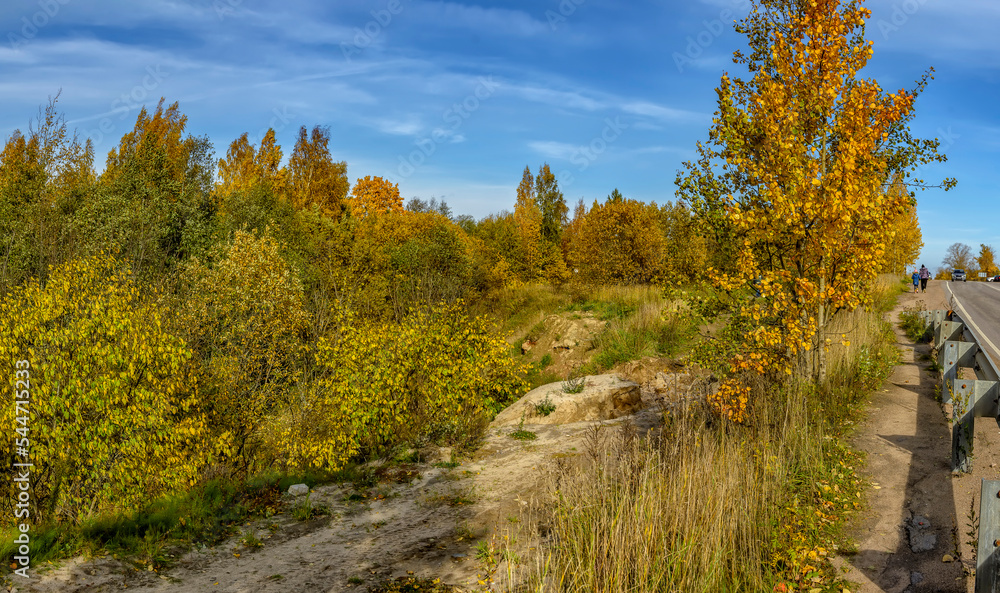 Autumn landscape of the Sablinsky Reserve in the Leningrad Region.