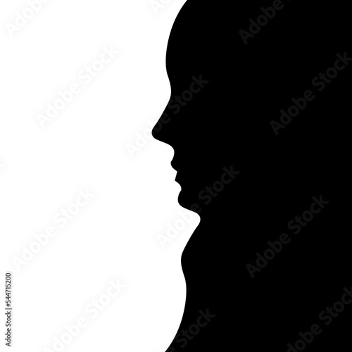 The face profile. Woman silhouette. Optical Illusion. Vector illustration.