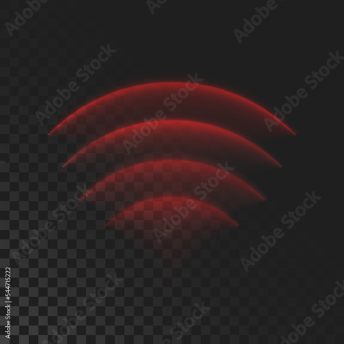 Warm air flow on a dark background. Infrared wind wave light effect. Vector illustration Sensor waves signal or scanner laser
