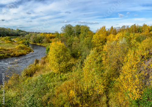 Fototapeta Naklejka Na Ścianę i Meble -  View of the river Tosna in the Sablinsky reserve in the Leningrad region