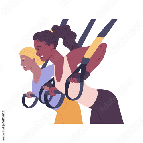 Suspension training isolated cartoon vector illustrations.