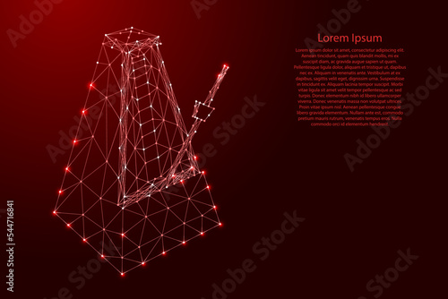 Mechanical metronome, from futuristic polygonal red lines and glowing stars for banner, poster, greeting card. Low poly concept. Vector illustration.
