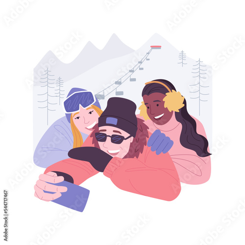 Winter park fun isolated cartoon vector illustrations.