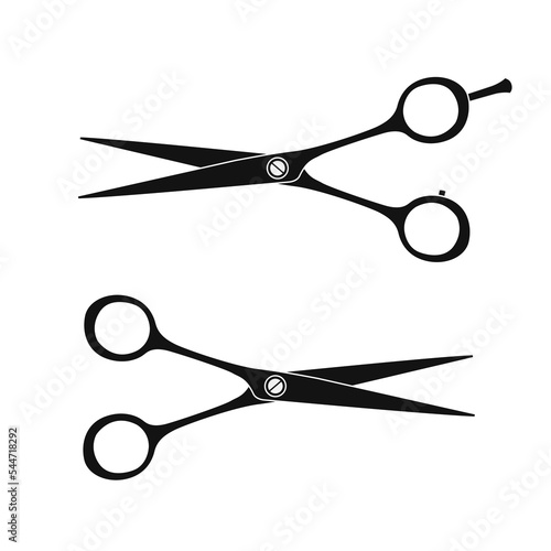 set of hairdressing scissors. Silhouettes of scissors. PNG