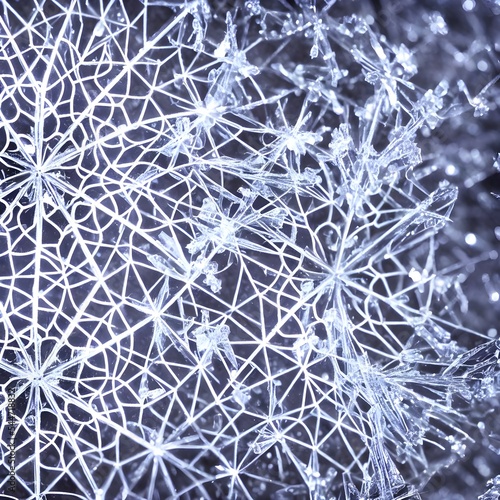 In this closeup of a snowflake, we can see the intricate patterns and shapes that make up its structure. Each individual piece seems to fit perfectly together like a puzzle, creating something truly u