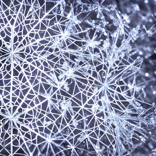 In this closeup of a snowflake  we can see the intricate patterns and shapes that make up its structure. Each individual piece seems to fit perfectly together like a puzzle  creating something truly u