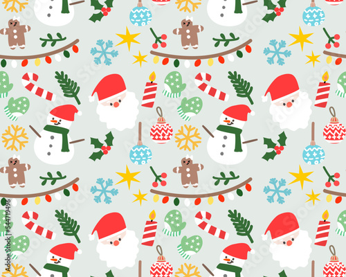 Vector seamless pattern Christmas day on a green pastel background 