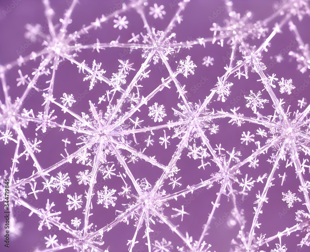 A delicate and dainty snowflake crystal is floating in midair, slowly spinning around. Its fragile structure is visible up close, each unique detail perfectly formed. The surrounding air is chilly and