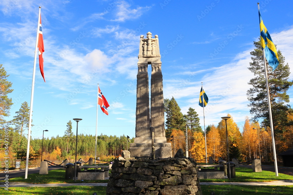 Monument of peace between Sweden and Norway. Concept of a long lasting