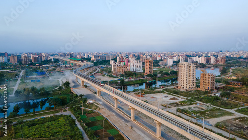 Dhaka Metro Rail Project. Dhaka Skyline. Mass Rapid Transport of Dhaka City, Bangladesh. Dhaka Metro Mega Project of Bangladesh photo