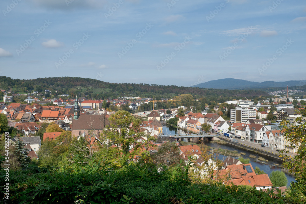 Gernsbach, Germany, October 10th 2022: Panoramic view of the historic old town