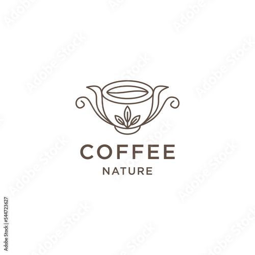 Coffee line logo icon design template flat vector