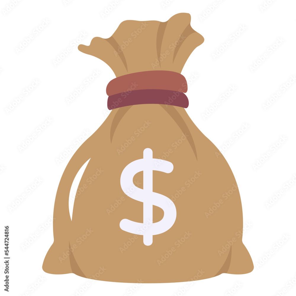 A money sack icon in flat design A money sack icon in flat design