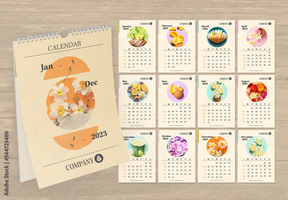 2023 Wall Calendar Layout Stock Template Adobe Stock
