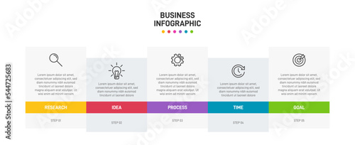 Vertical infographic design with icons and 5 options or steps. Thin line. Infographics business concept. Can be used for info graphics, flow charts, presentations, mobile web sites, printed materials.
