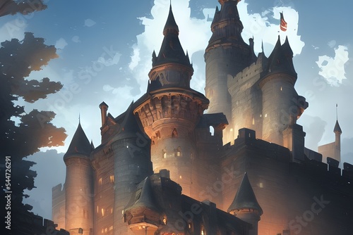 Foto 3d rendering illustration of a beautiful castle