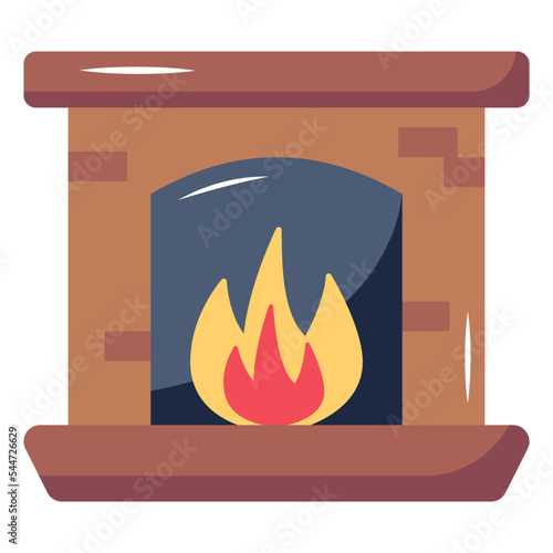 Catch a sight of fireplace flat icon 