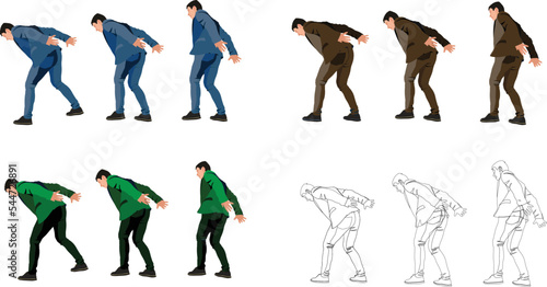 people in various positions bent forward-