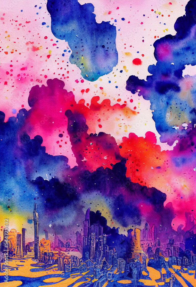 Watercolor Art, abstract background, splash colorful