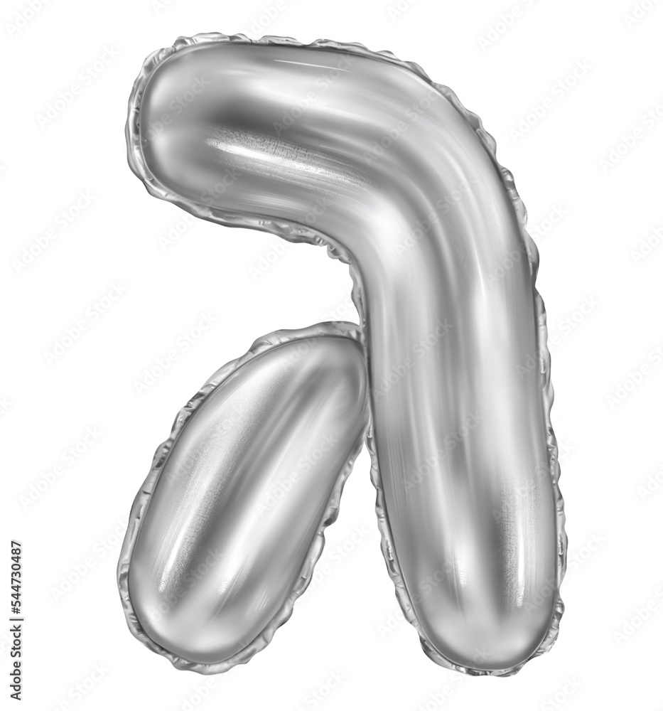 Silver foil inflatable toys font Hebrew letters balloons. 3d illustration  of a realistic letter gimel isolated on white. Hebrew alphabet.Type for  Jewish holidays Stock Illustration | Adobe Stock
