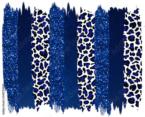 Blue Black and Leopard Brushstrokes
