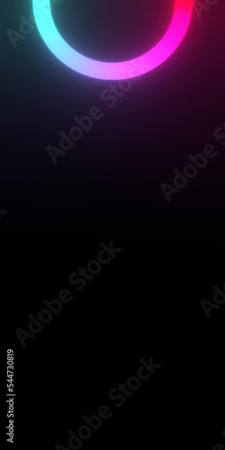 neon colored circle, loop, vertical background, mobile-first format, rgb, synthvawe, cyberpunk style, bloom, blurred photo