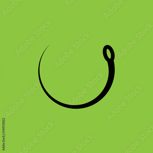 Surgical Needle Icon Isolated on Green Background.