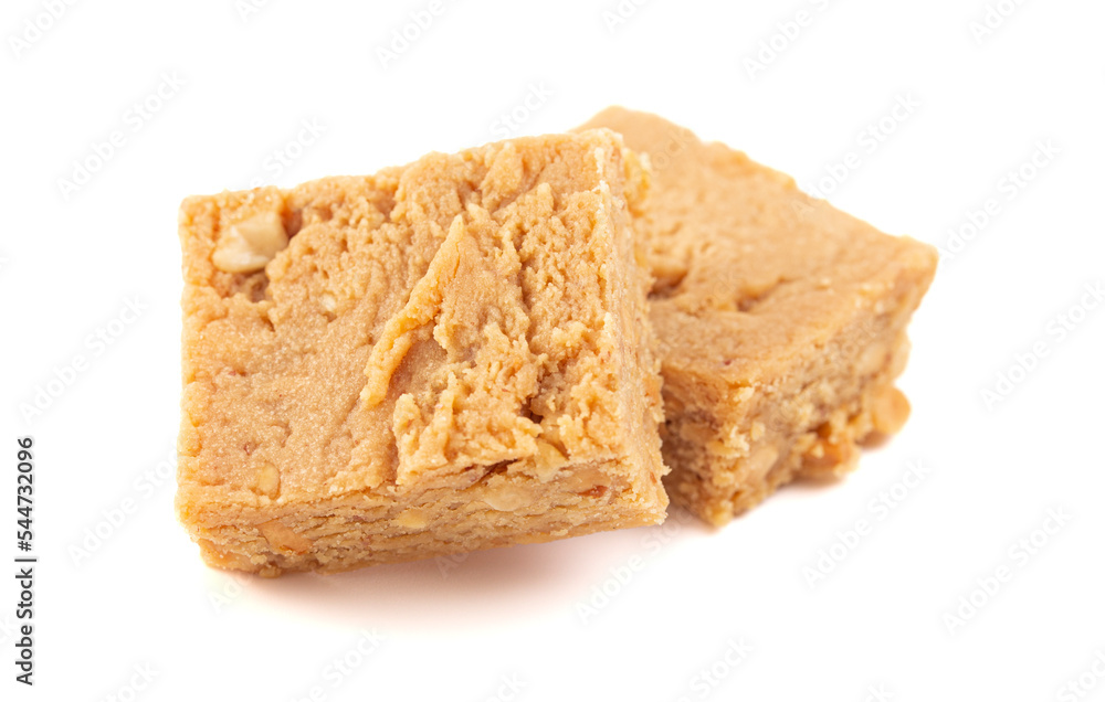 Cube of Peanut Butter Fudge Isolated on a White Background Cube of Peanut Butter Fudge Isolated on a White Background