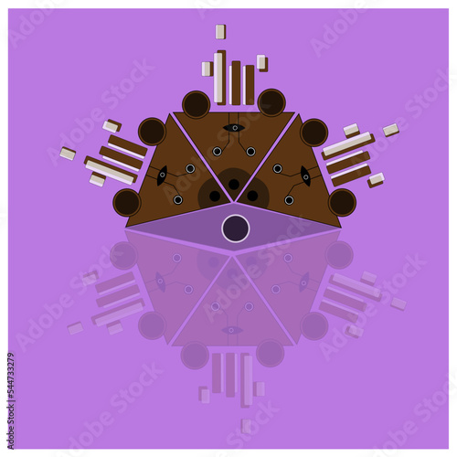 Ilustración dibujada a mano de oso geométrico a todo color.