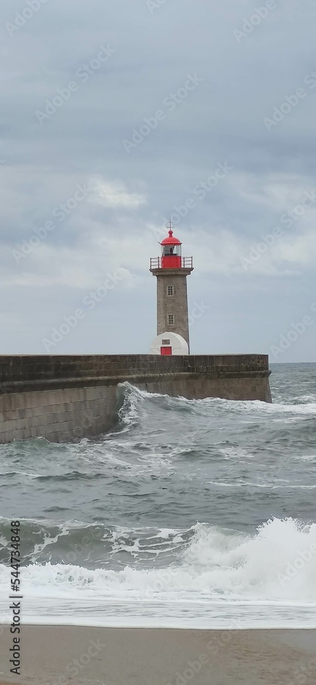 lighthouse on the coast, Felgueiras, Porto, Portugal
