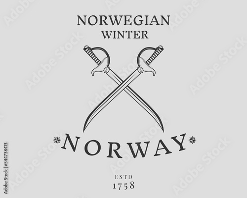 Norway logo, pirate symbol, sign of pirate ships, Pirate Voyage. Sticker, sweatshirt, patch, patch on clothes, sticker on a T-shirt, company logos