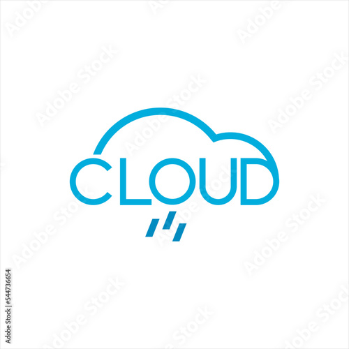 Cloud logo design. Simple cloud illustration with raindrops