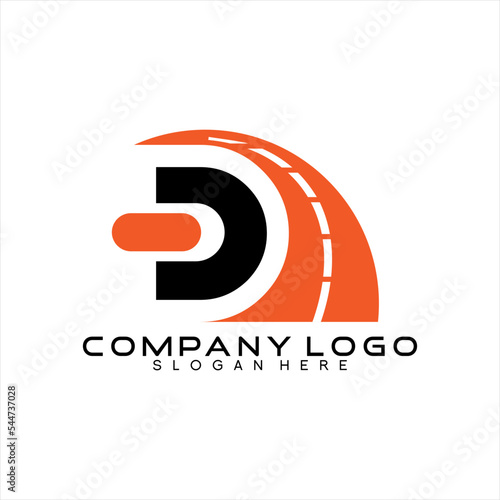 Road logo design with letter D concept.