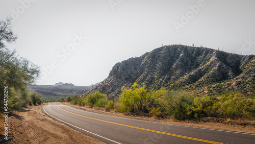 Road to the mountains in Tonto National Forest, near Carefree and Phoenix in Arizona