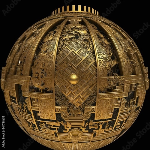 Antique golden globe in the style of steampunk, Gen art photo
