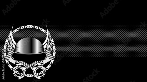 biker helmet crest insignia tattoo illustration background in vector format