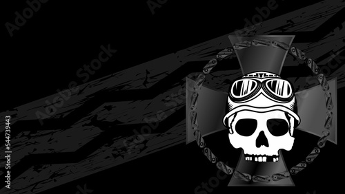 biker helmet crest insignia tattoo illustration background in vector format