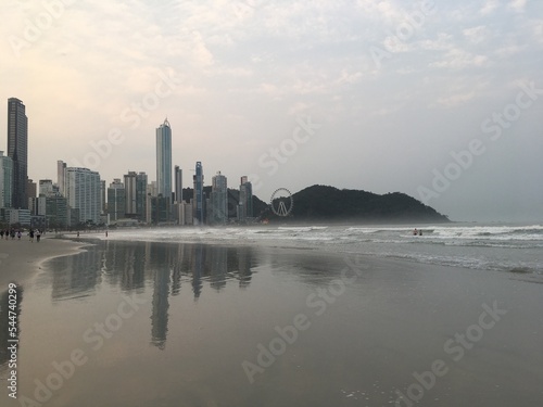 city skyline at sunset