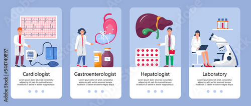 Pyelonephritis, concept of cystitis are shown. Urolithiasis, nephropathy app templates. Tiny doctors treat kidneys. . Cardiologist measures blood pressure.