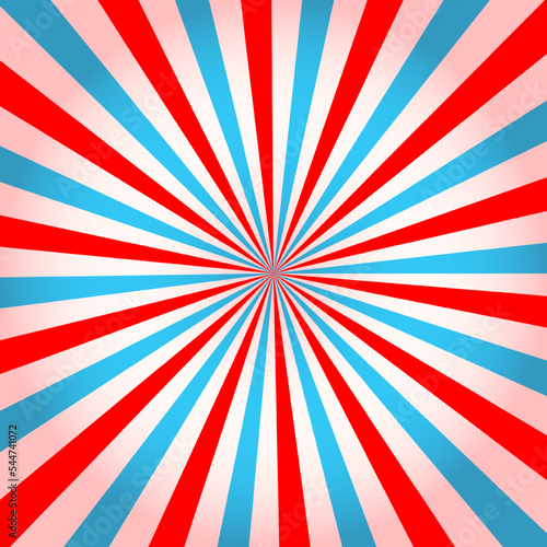 Pink and blue radial stipes. Circus, carnival or festival background. Bubble gum, sweet lollipop candy, ice cream texture. Clipping mask. Vector cartoon illustration