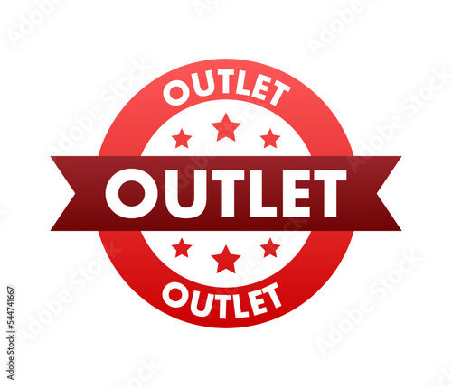 Outlet label, badge. Outlet price tag. Vector stock illustration.