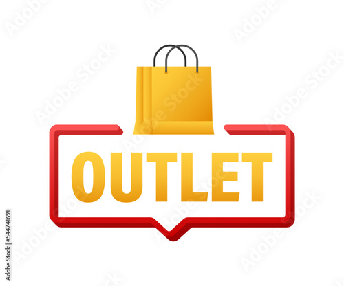 Outlet label, badge. Outlet price tag. Vector stock illustration.
