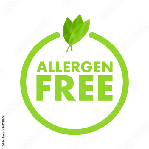 Allergen free stamp. allergen free round ribbon label. Vector stock illustration.
