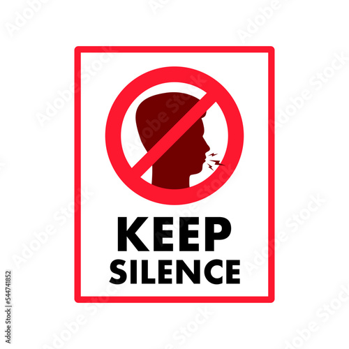 keep silence sign, label. banner icon. Vector stock illustration.