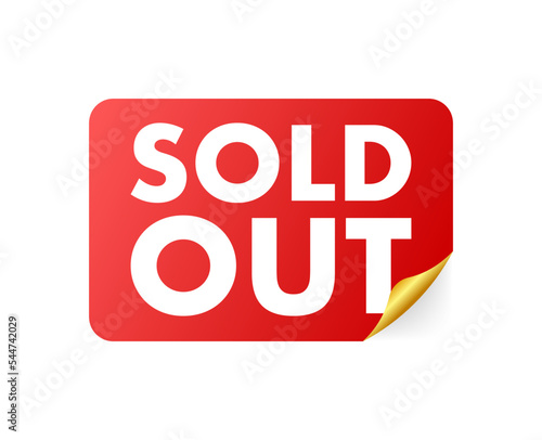Sold out label, badge. Shop now. Vector stock illustration.